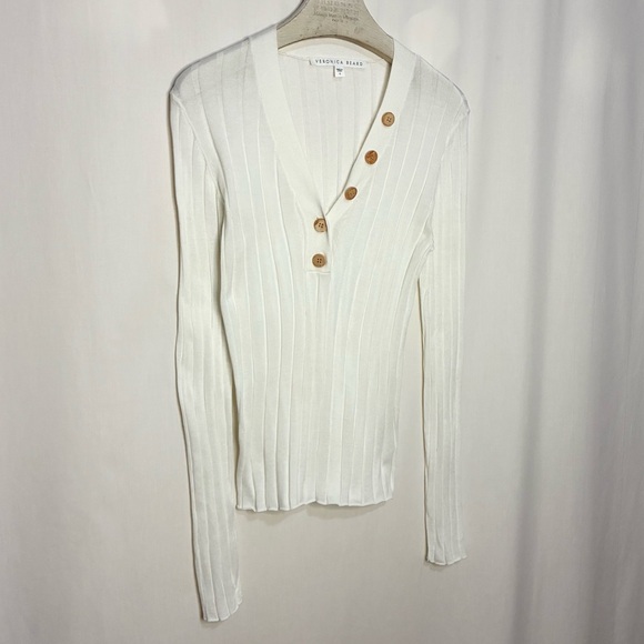 Veronica Beard Beaumont Long-Sleeve Sweater with Buttons - Picture 3 of 6